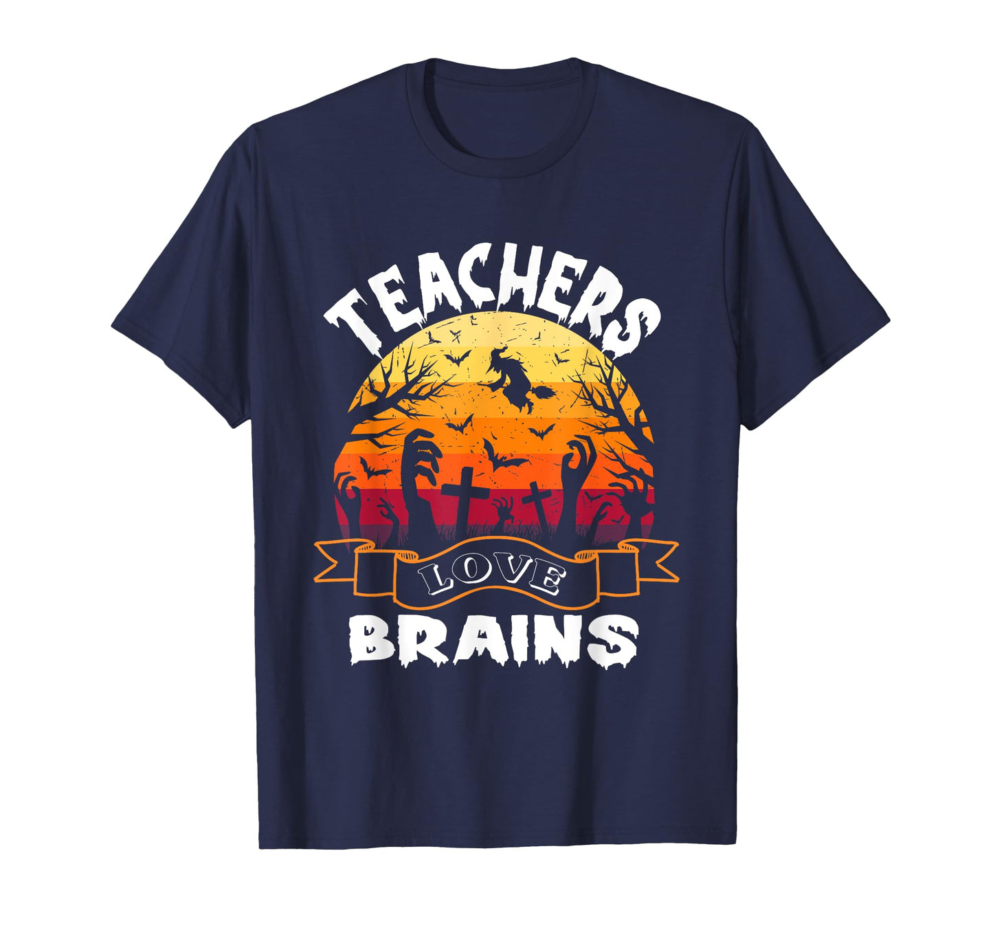 Teachers Love Brains Halloween Teacher Zombies Spooky tee T-Shirt