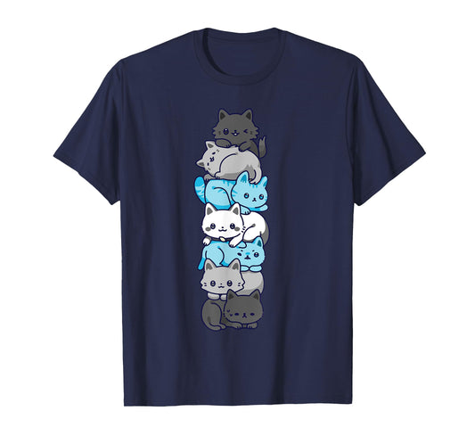 Demiboy Pride Cat LGBT Demi Boy Flag Stuff Cute Kawaii Cats T-Shirt