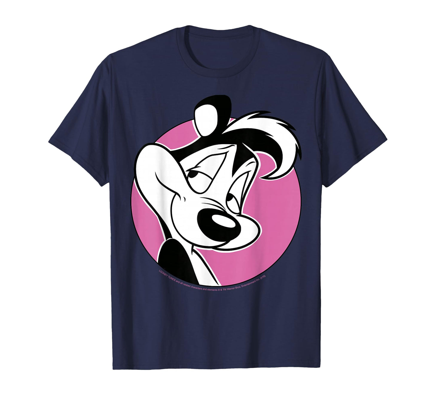 Looney Tunes Pepe Le Pew Pink Circle Portrait T-Shirt Small