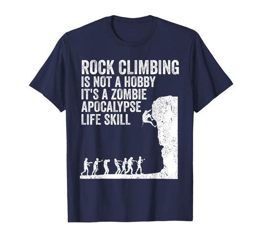 Funny Rock Climber Gift For Men Women Cool Zombie Climbing T-Shirt