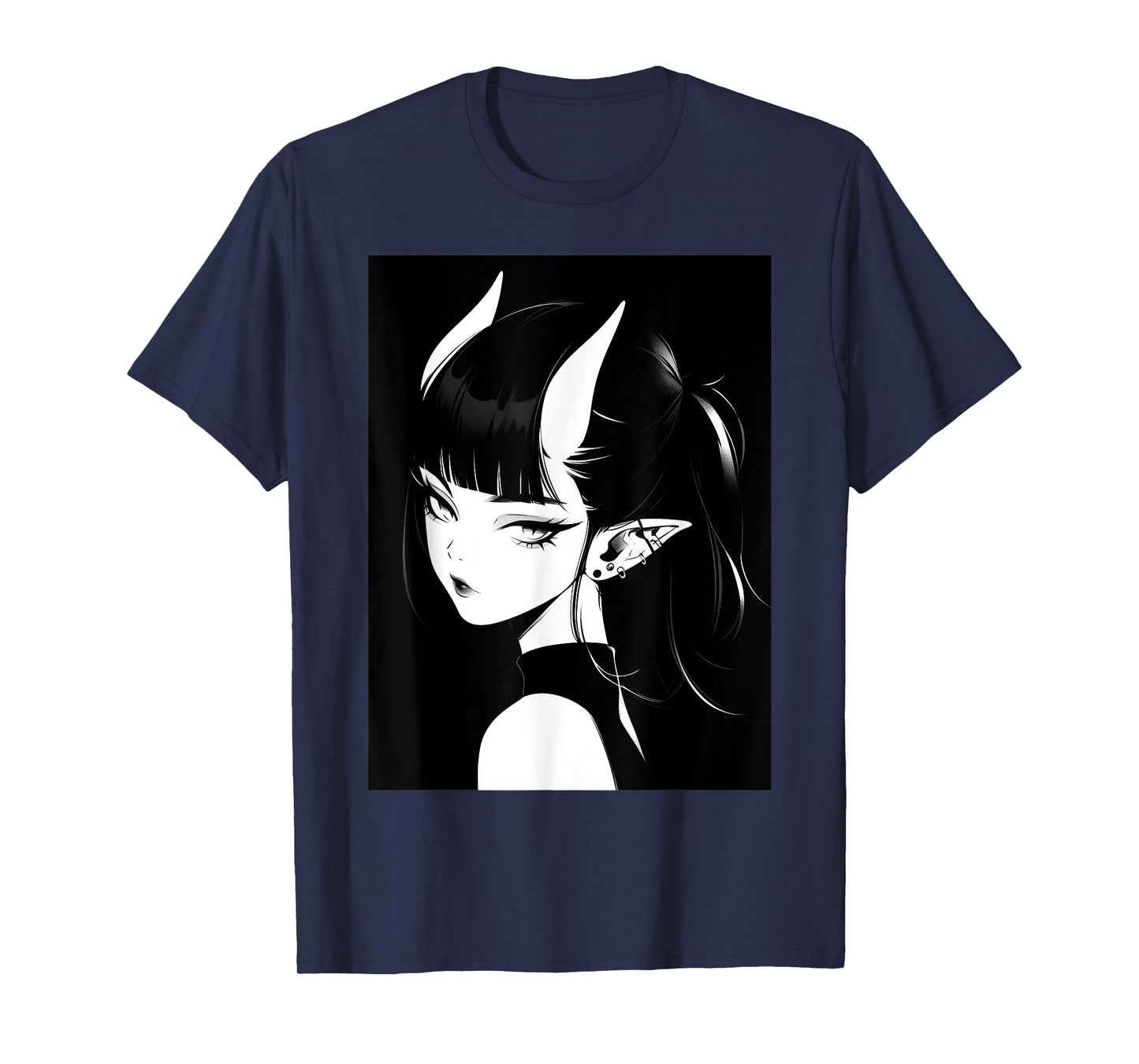 Anime Girl Horns Soft Grunge Waifu Gothic Girl T-Shirt