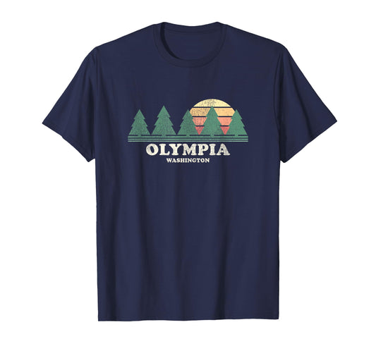 Olympia WA Vintage Throwback Tee Retro 70s Design T-Shirt