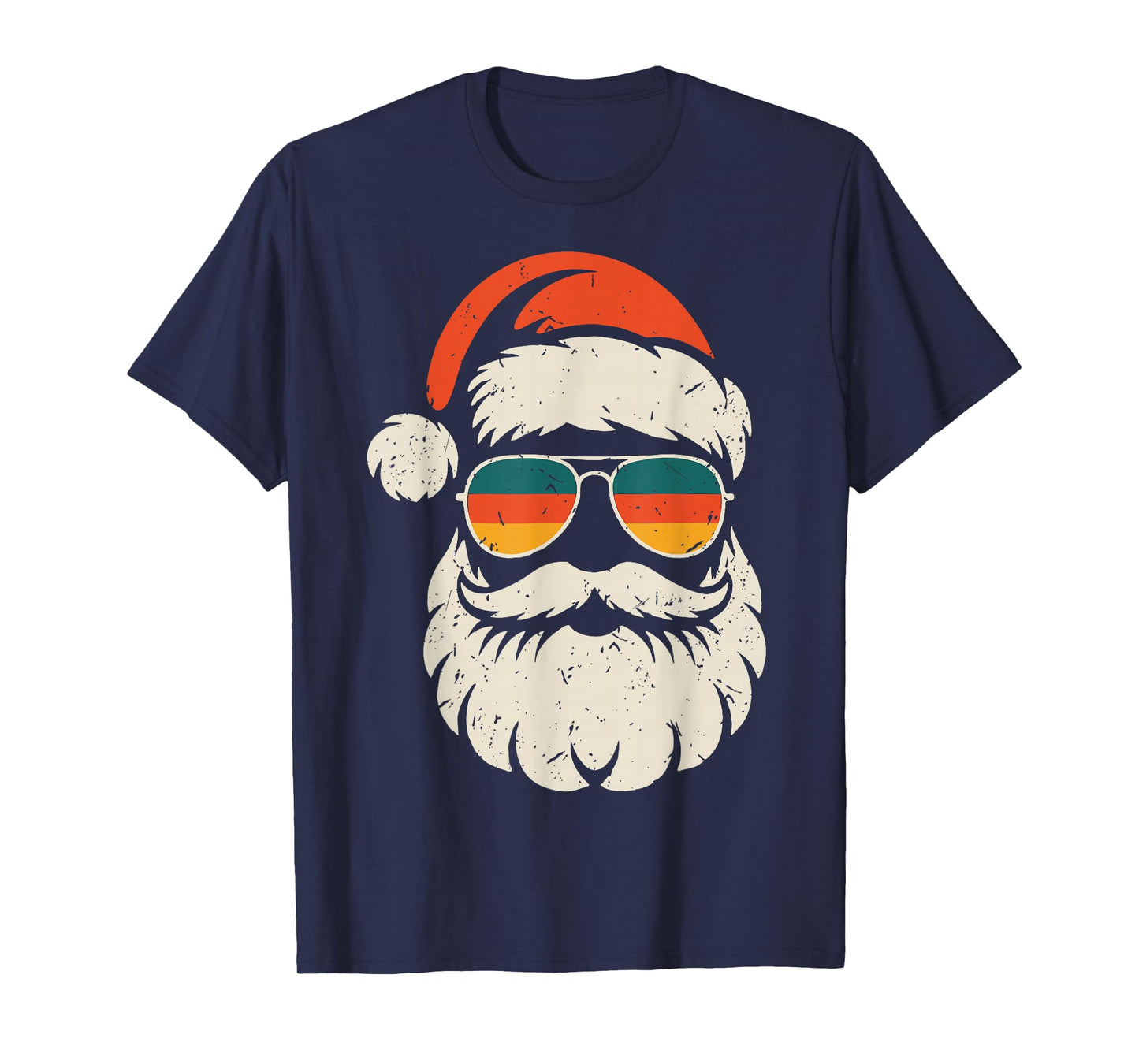 Retro Santa Face Sunglasses Funny Christmas Family Outfit T-Shirt