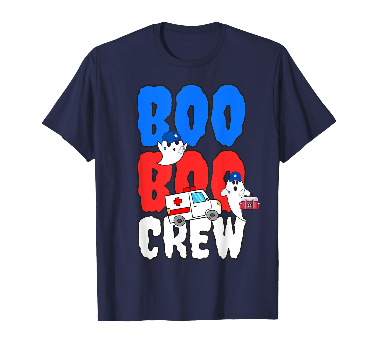 EMT Paramedic EMS Boo Boo Crew Ambulance Ghost Halloween T-Shirt