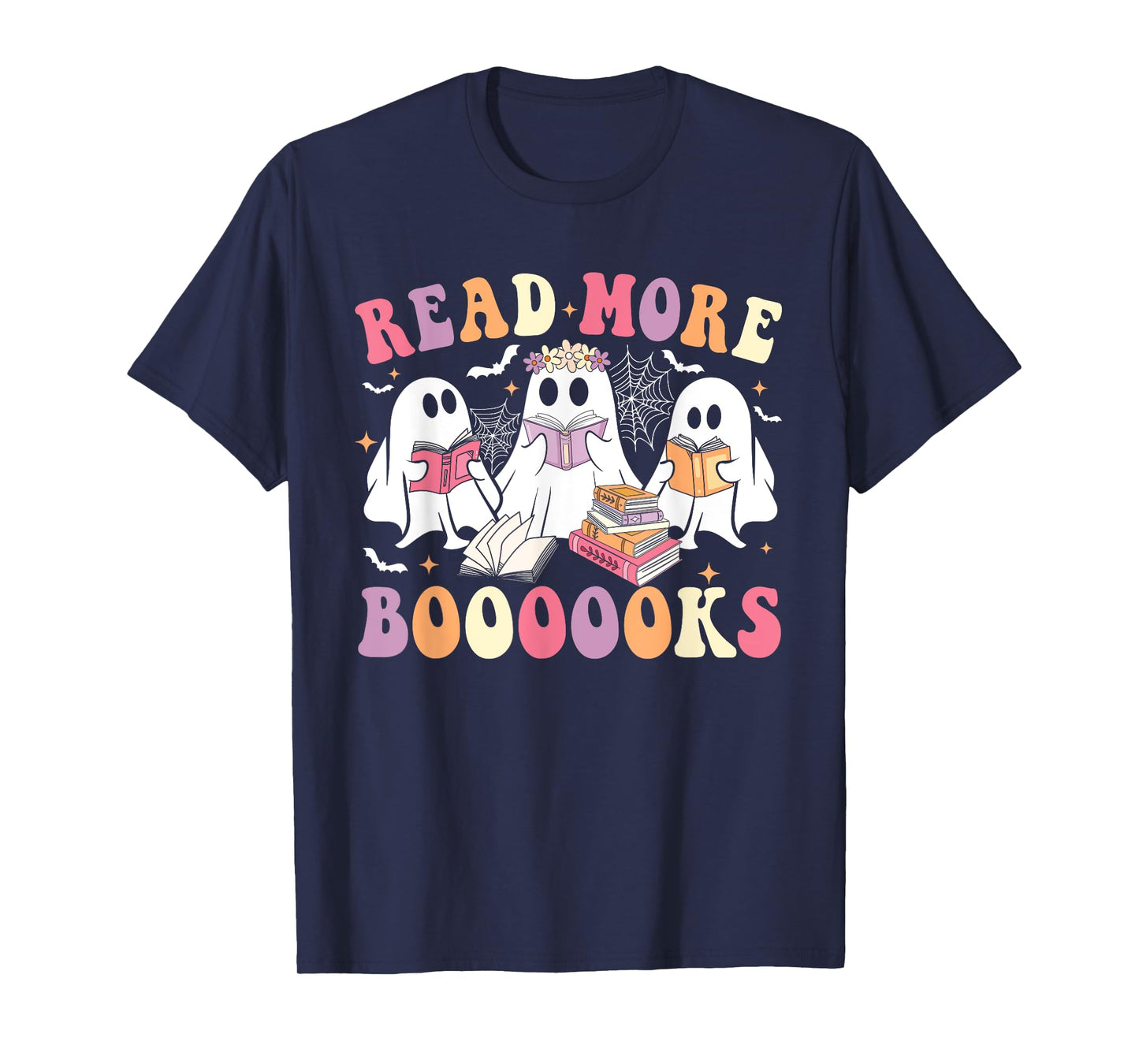 Cute Ghost Book Read More Books Funny Teachers Halloween T-Shirt