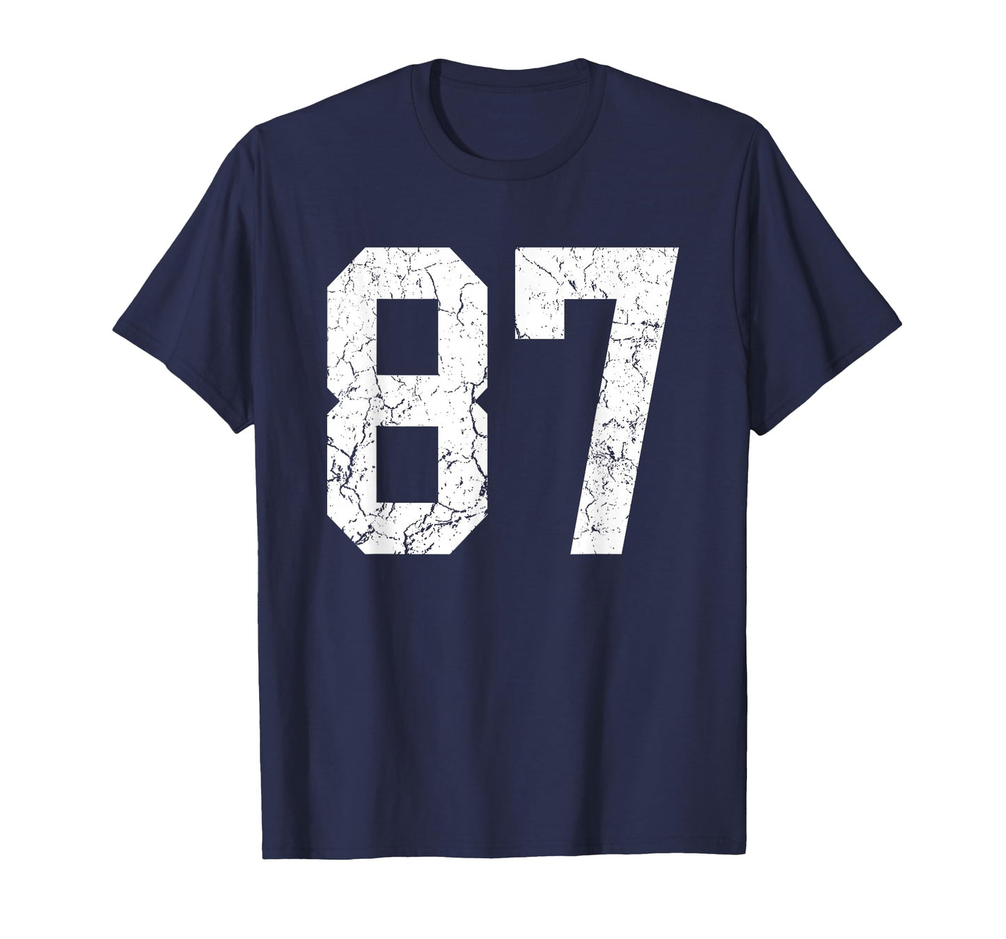Distressed White Number 87 Jersey Player Uniform #87 T-Shirt