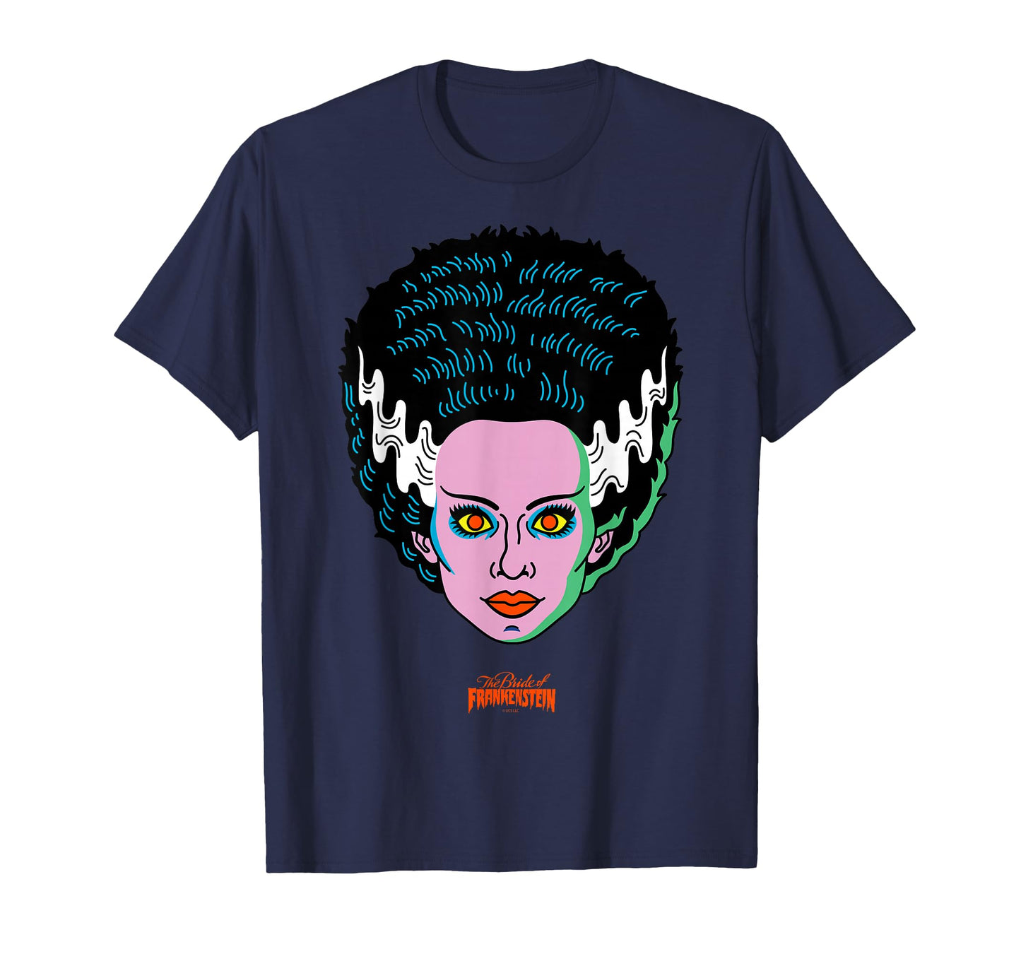Universal Monsters Bride of Frankenstein Retro Big Face T-Shirt