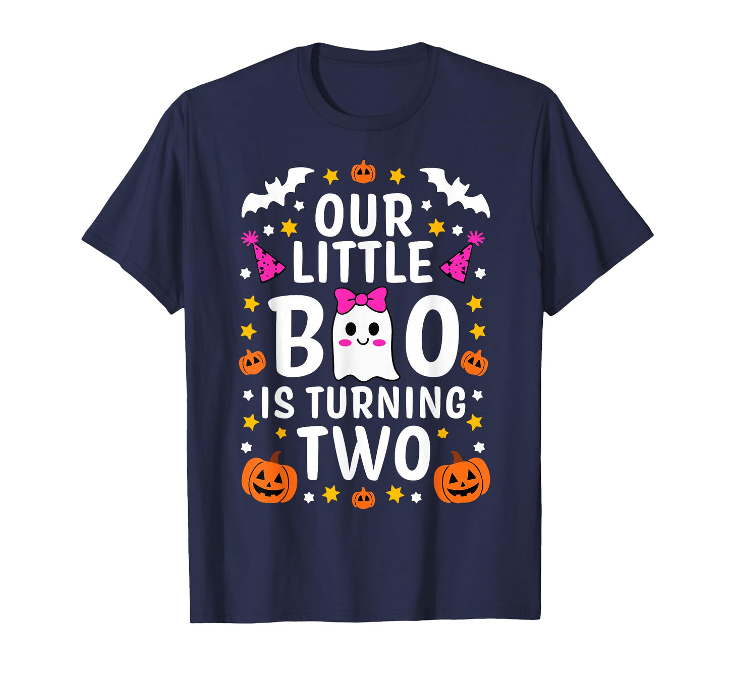 Our Little Boo Is Turning Two Yr 2nd Birthday Girl Halloween T-Shirt
