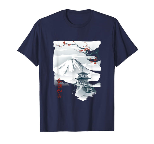vintage cherry blossom woodblock tee japanese graphical art T-Shirt