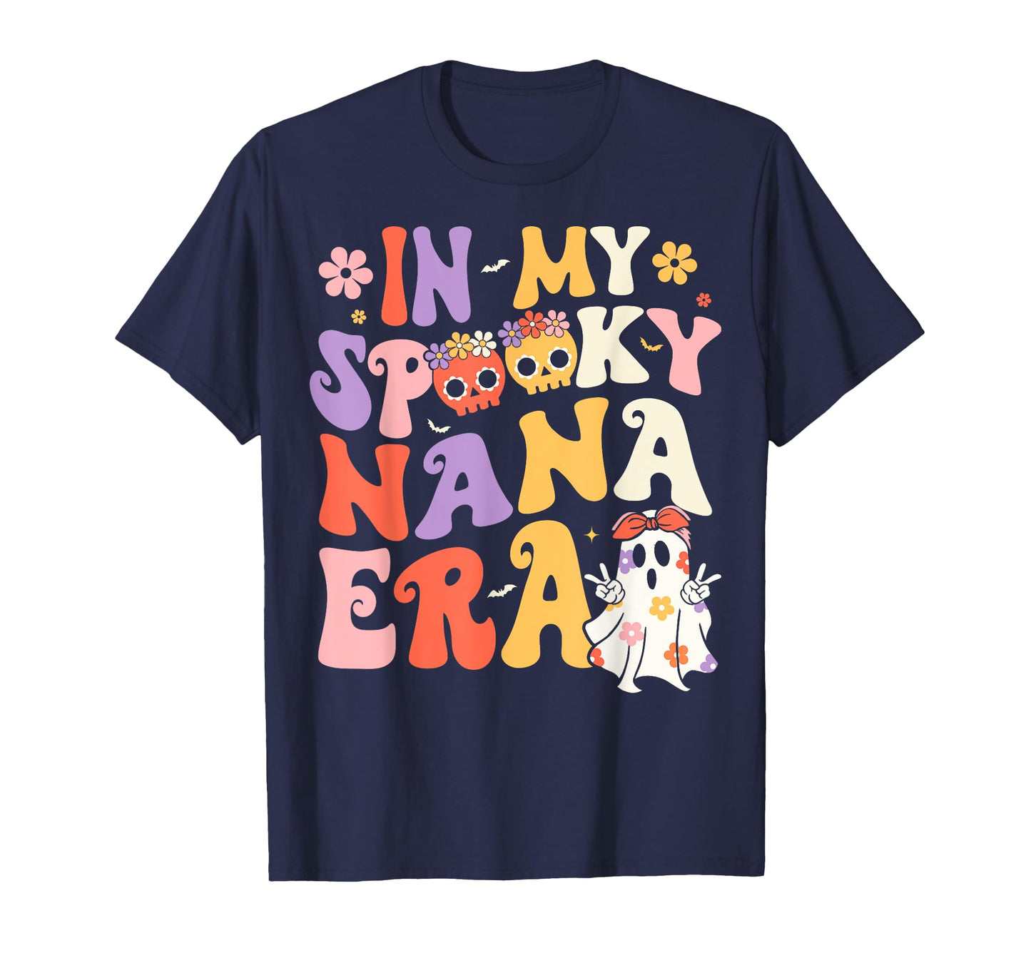 In My Spooky Nana Era Groovy Ghost Halloween Grandma T-Shirt