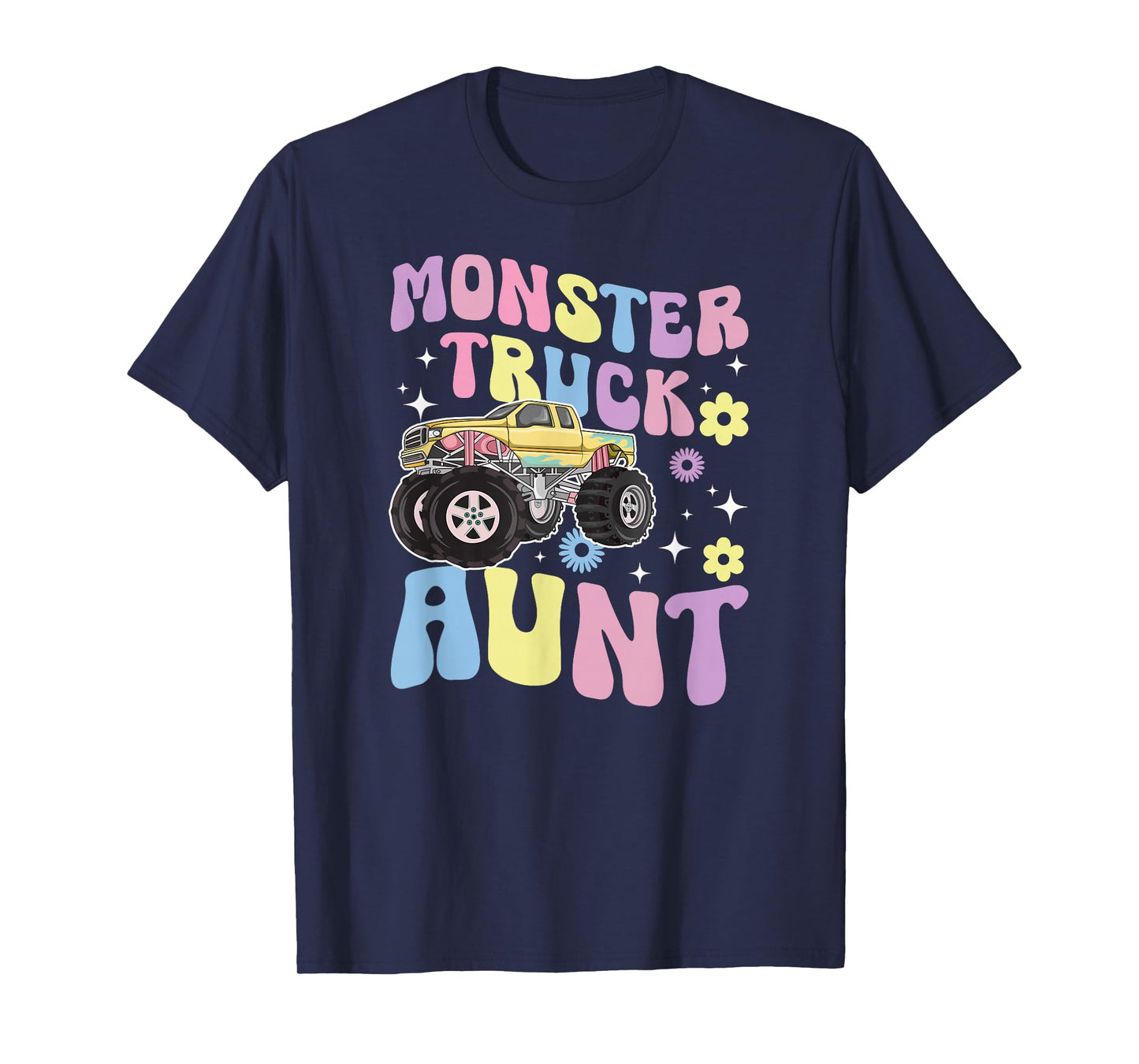 Monster Truck Aunt Groovy Monster Truck Auntie T-Shirt