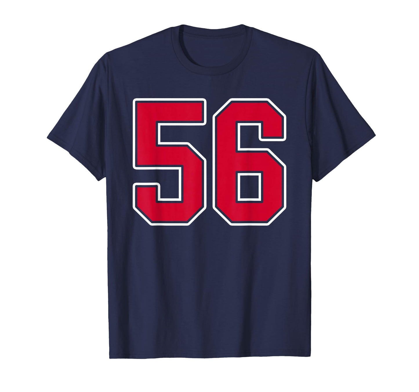 Red White Number 56 Jersey Player Uniform #56 T-Shirt