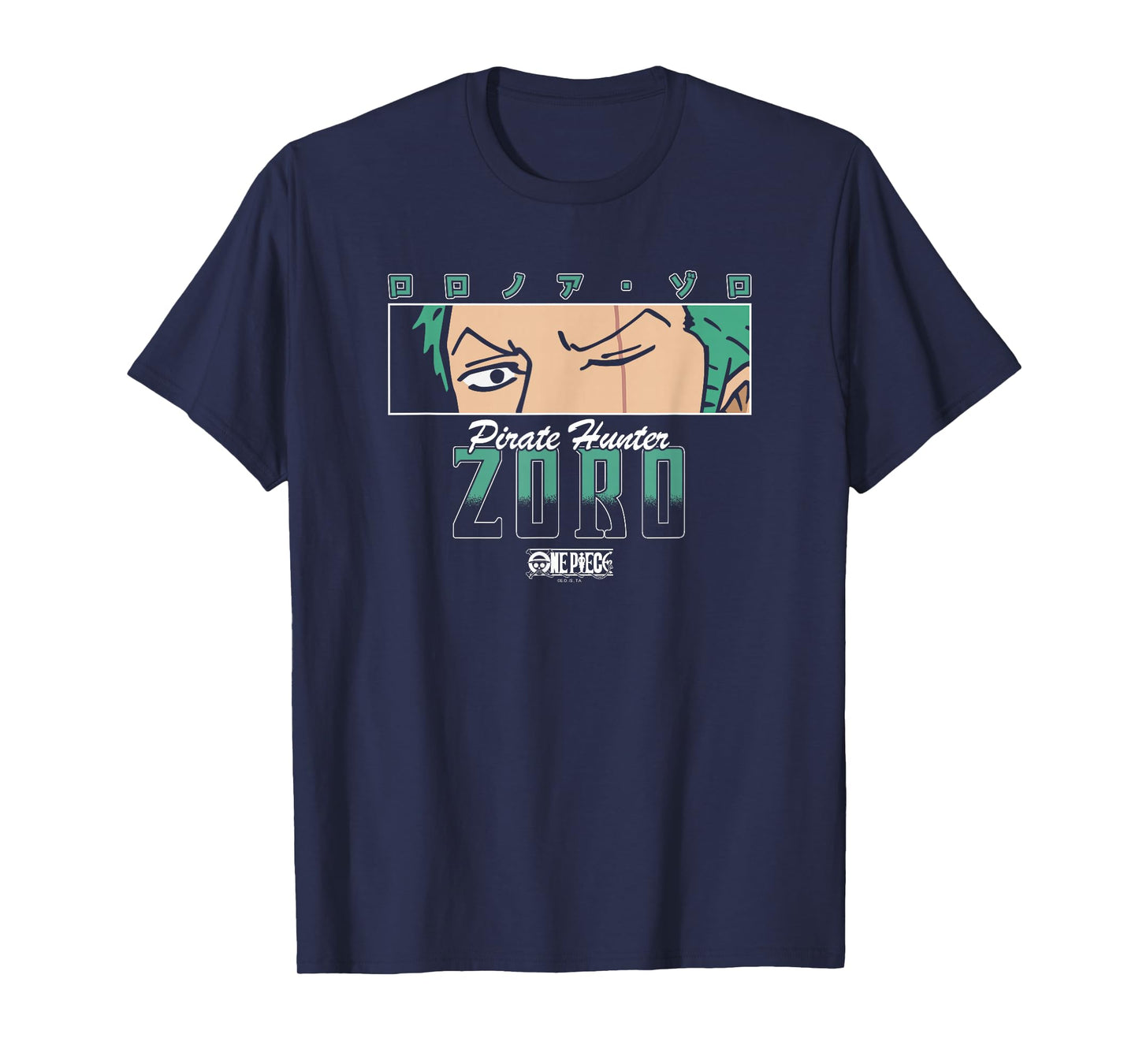 One Piece Anime Pirate Hunter Zoro Eyes with Kanji T-Shirt