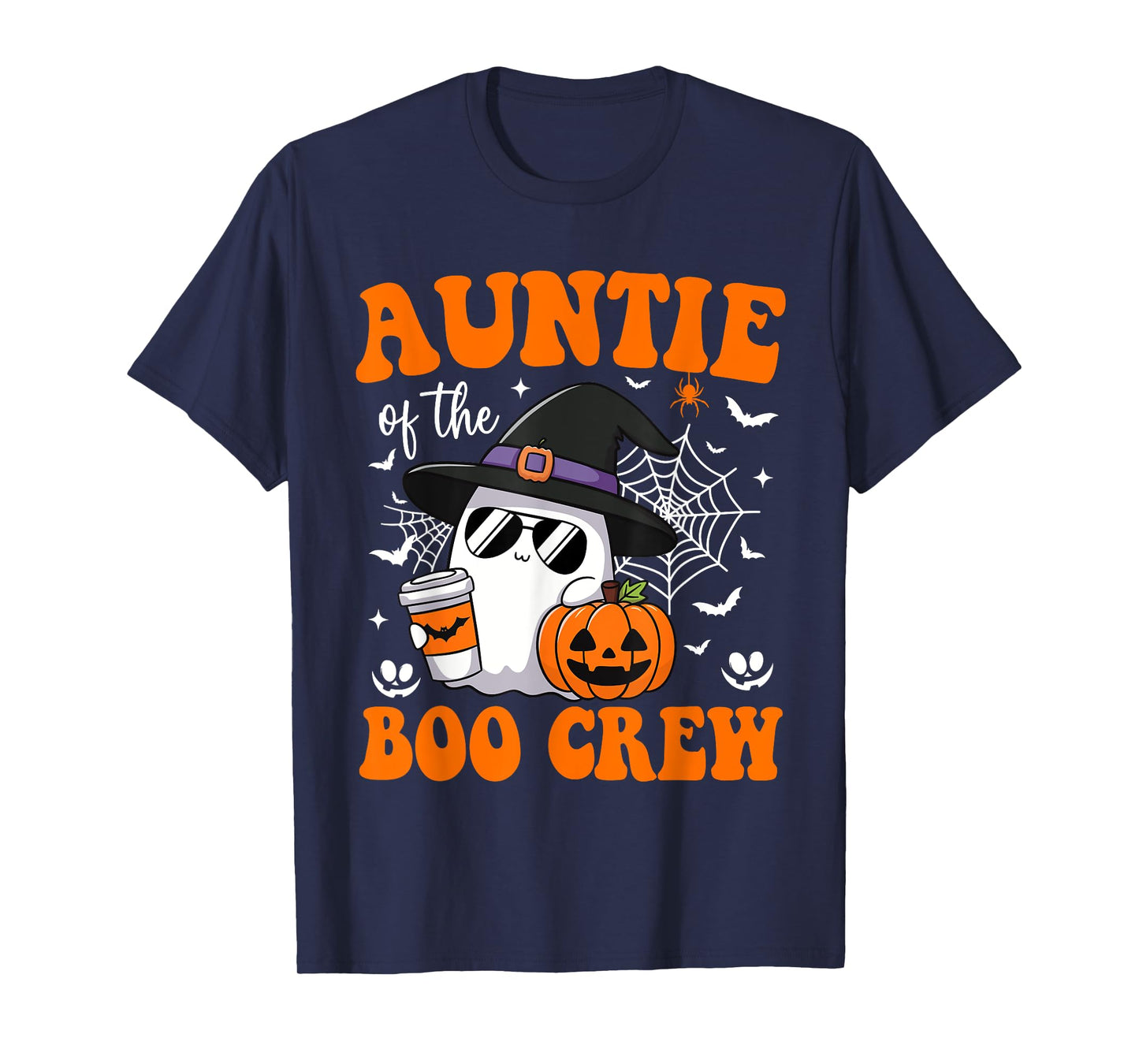 Auntie Boo Crew Groovy Ghost Matching Family Halloween T-Shirt