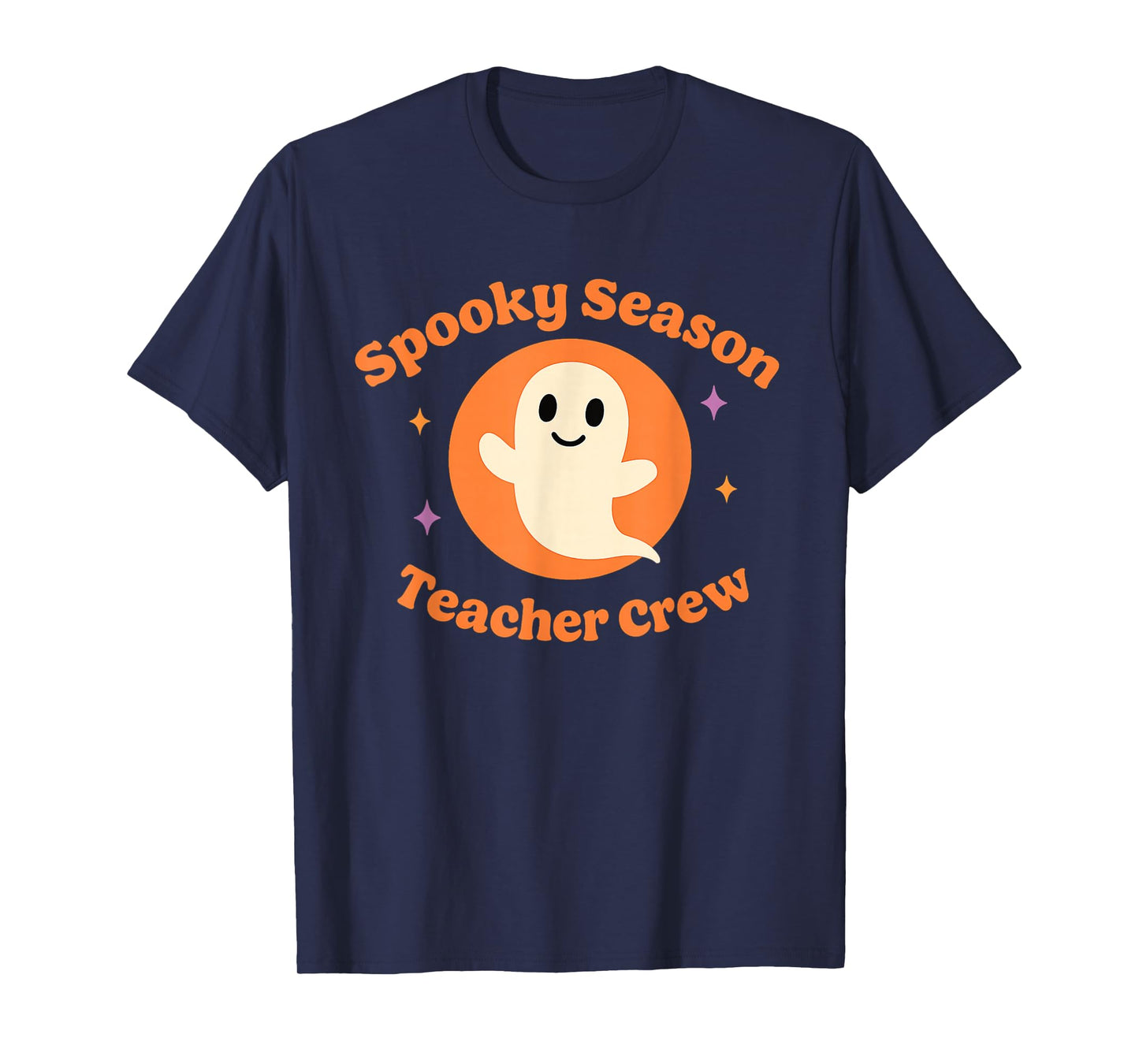 Halloween Teacher Crew Spooky Season Retro Ghost T-Shirt