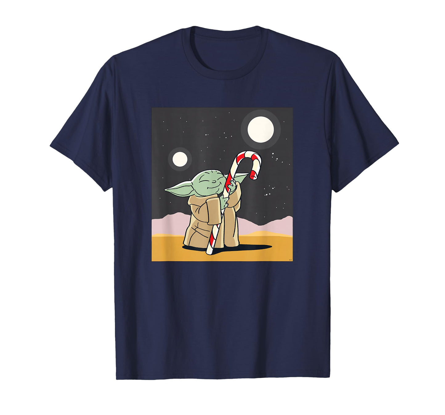 Star Wars The Mandalorian Grogu Christmas Holiday Candy Cane T-Shirt