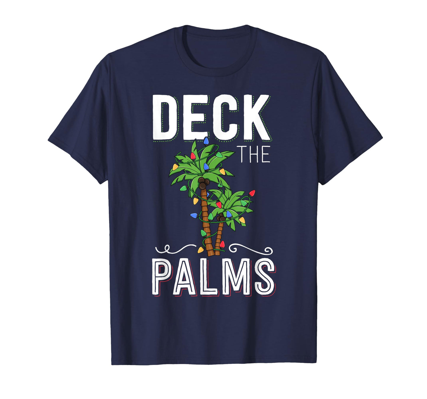 Deck The Palms Tropical Hawaii Christmas Palm Tree Lights T-Shirt