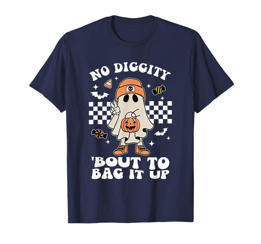 No Diggity Bout To Bag It Up Halloween Spooky Ghost Costume T-Shirt