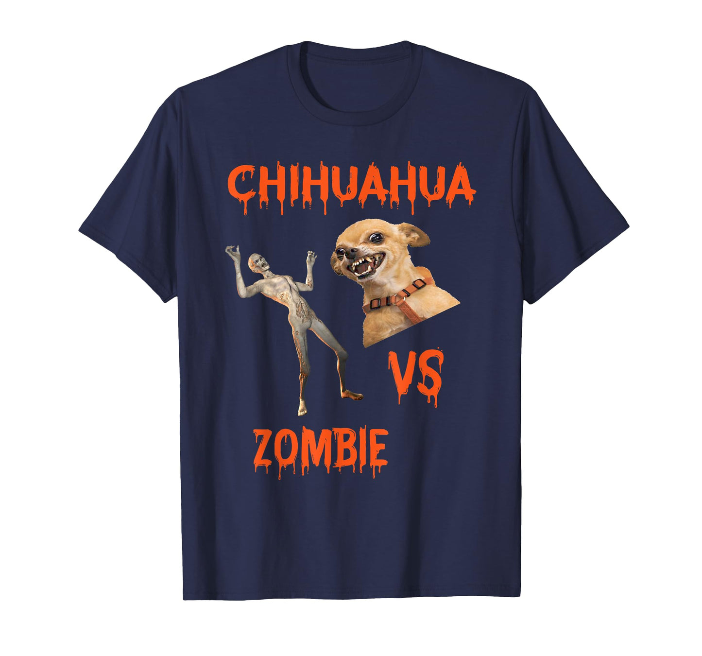 Zombie Vs. Chihuahua Humor T-Shirt