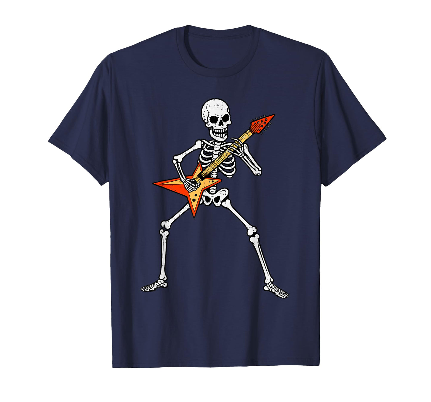 Skeleton Playing Guitar Rock Music Spooky Halloween Rocker T-Shirt