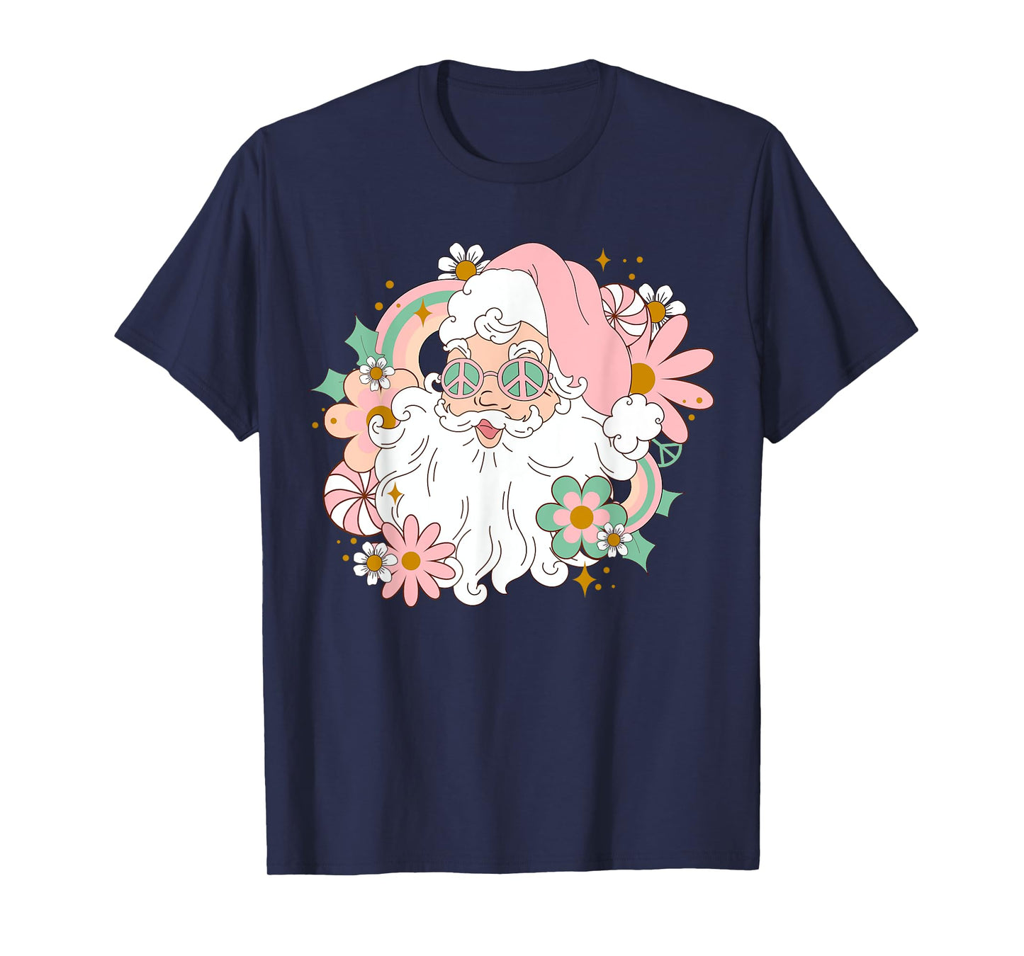 Groovy Santa Retro Peace 60's 70's Merry Christmas XMAS T-Shirt