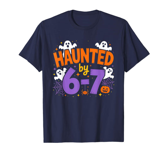 Haunted by 6-7 Halloween Ghosts and Spiders Design T-Shirt