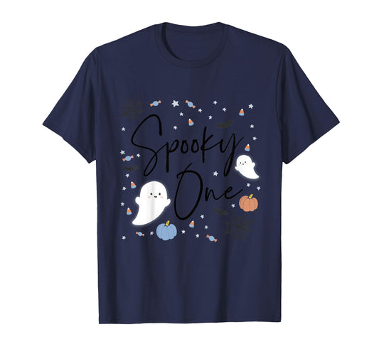 Kids Spooky One First Birthday Blue Baby Boy Child 1st Halloween T-Shirt