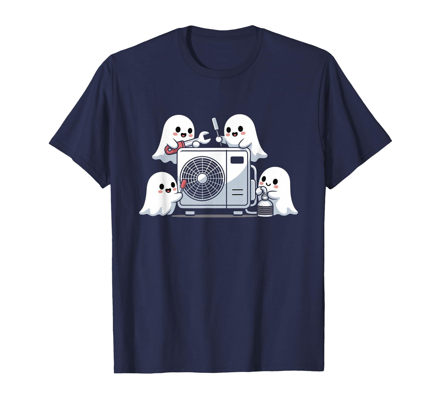 HVAC Tech Ghost Halloween Costume Spooky Technician Worker T-Shirt