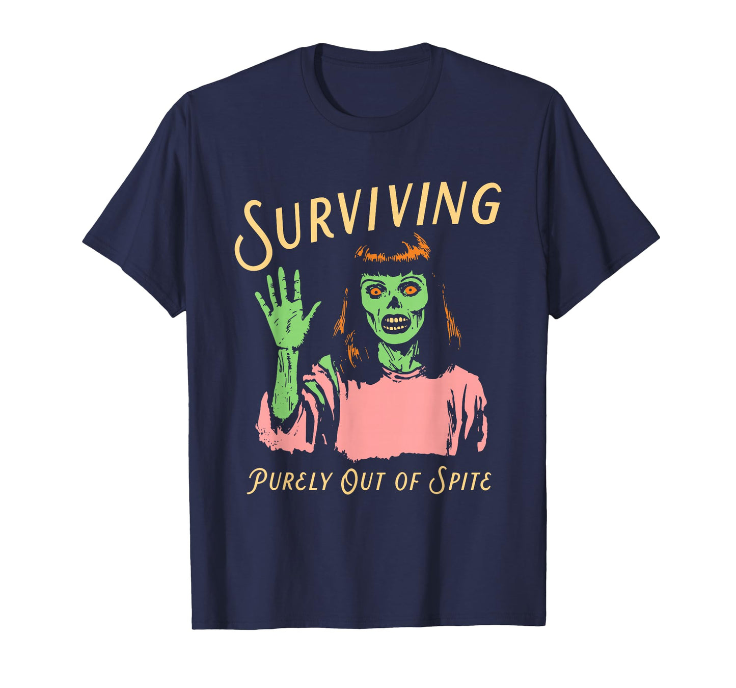 Surviving Purely Out of Spite Retro Zombie Halloween T-Shirt