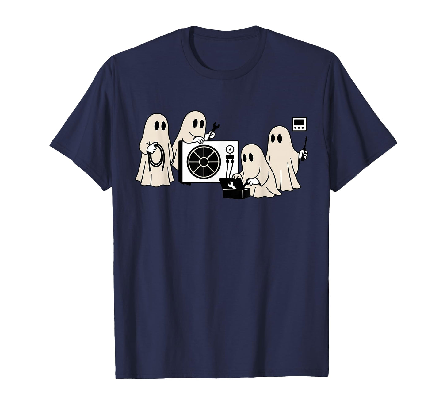 HVAC Halloween Cute Boo Construction Worker Ghost Worker T-Shirt