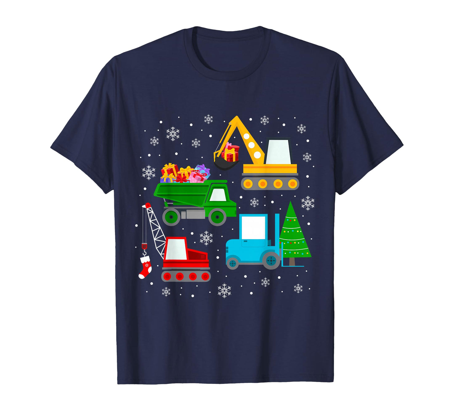 Boys Christmas Shirt Kids Toddler Construction Vehicles Xmas T-Shirt