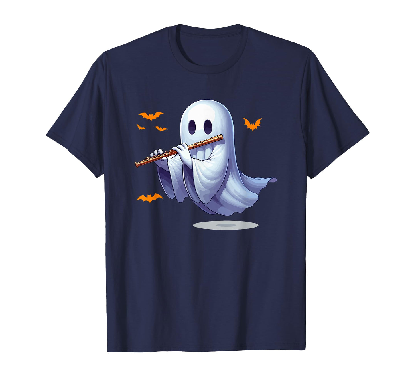 Boo Ghost Playing Flute Halloween Musical Instrument T-Shirt