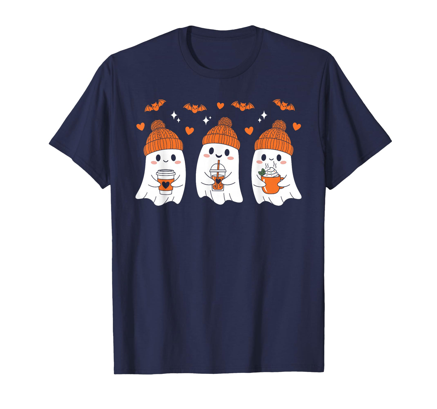 Ghost Drinking Coffee Funny Halloween Costume Coffee Lover T-Shirt
