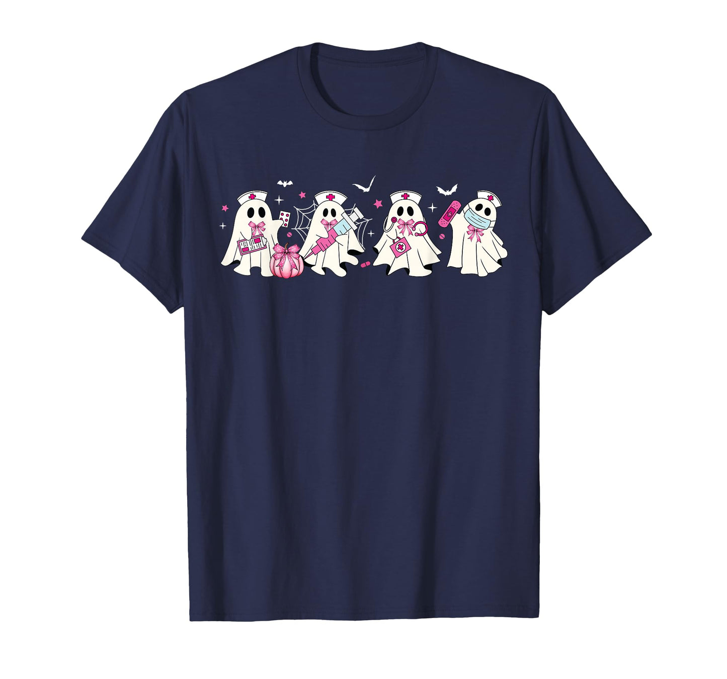 Ghost Nurses Halloween Crew Funny Costume Scrub Top Women T-Shirt