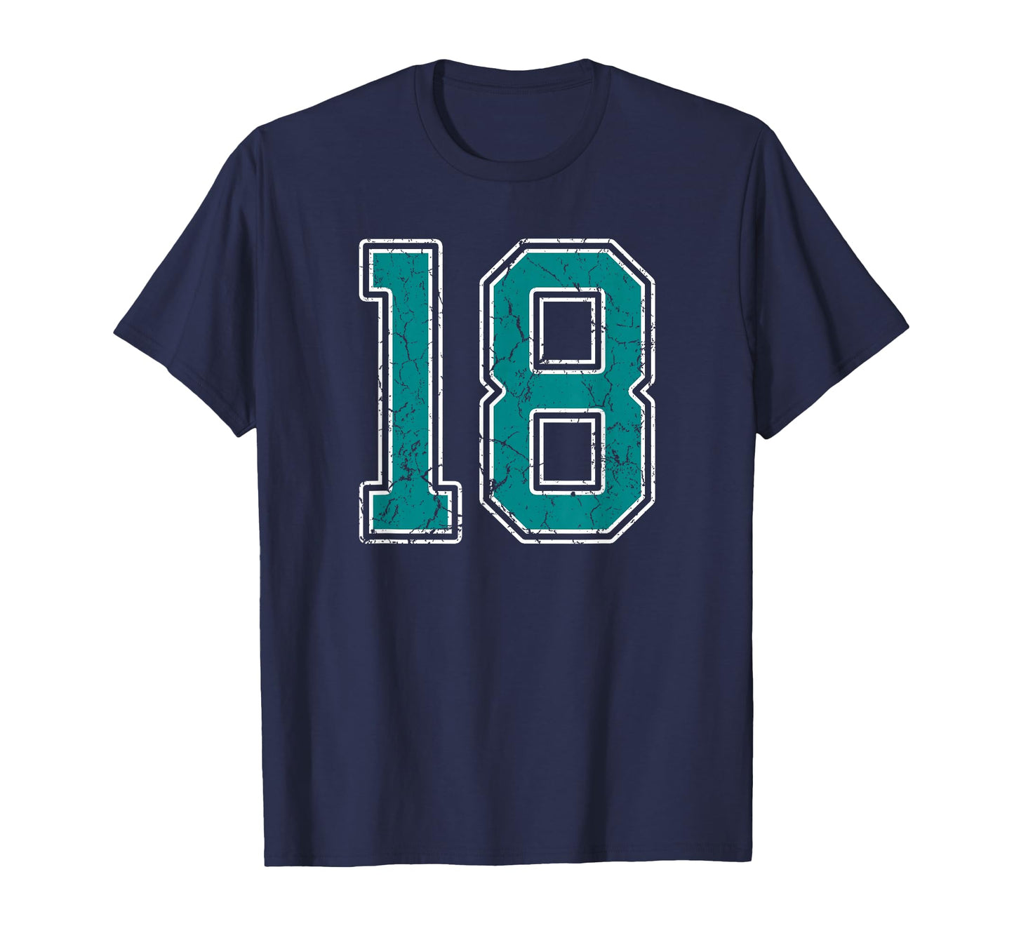 Teal and White Number 18 Jersey Player Uniform #18 Fan T-Shirt