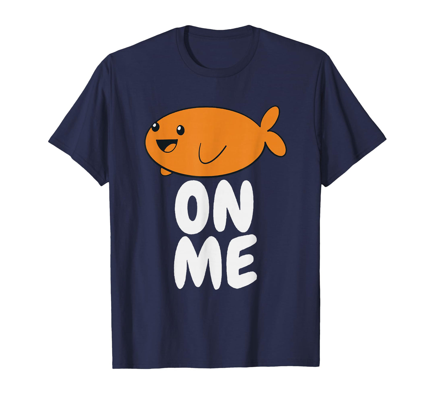 Gift For Kids Fish On Me Tee Unisex-Kids Black Cartoon Fish T-Shirt Small