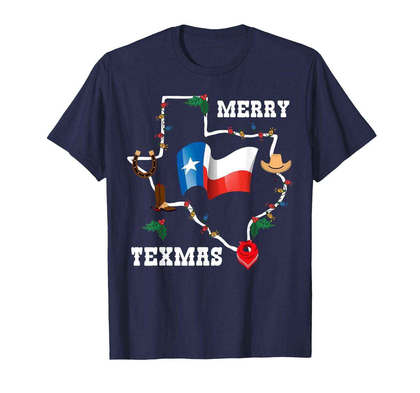 Merry Texmas Texas Flag Christmas Xmas Family Holidays Gift T-Shirt