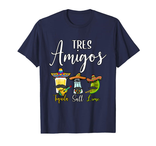 Tres Amigos Tequila Salt Lime Cinco De Mayo T-Shirt