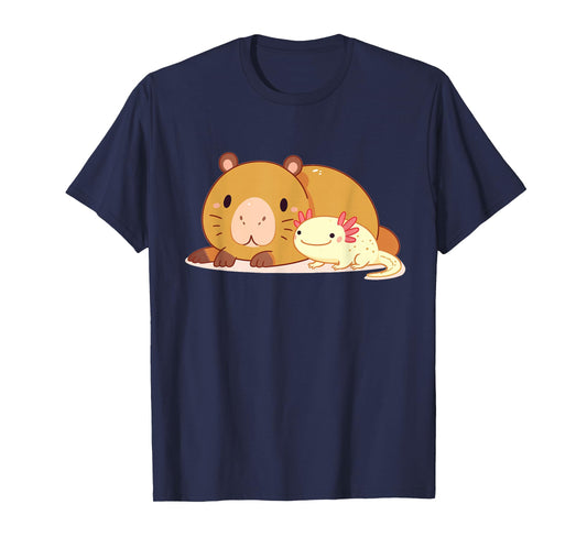 Cute Thick Axolotl with Capybara T-Shirt