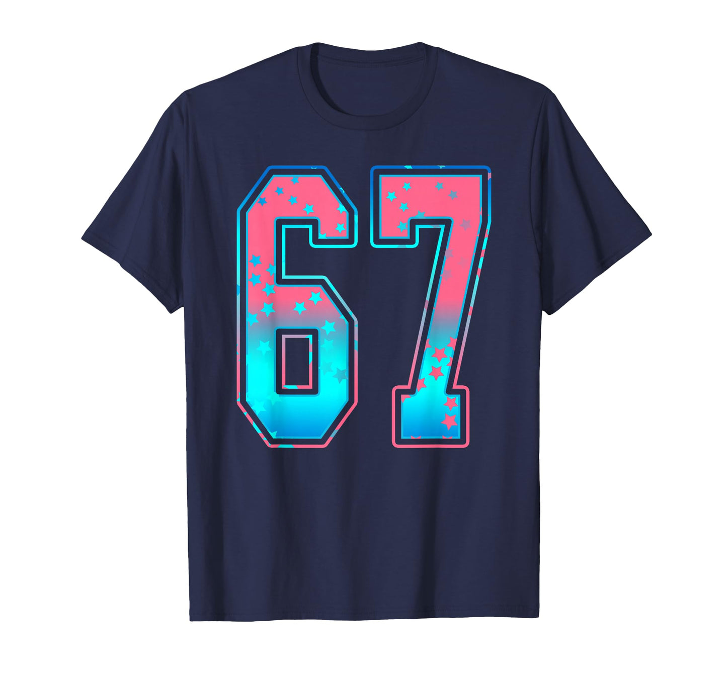 Pink and Cyan Blue Number 67 Jersey Player Uniform #67 Fan T-Shirt