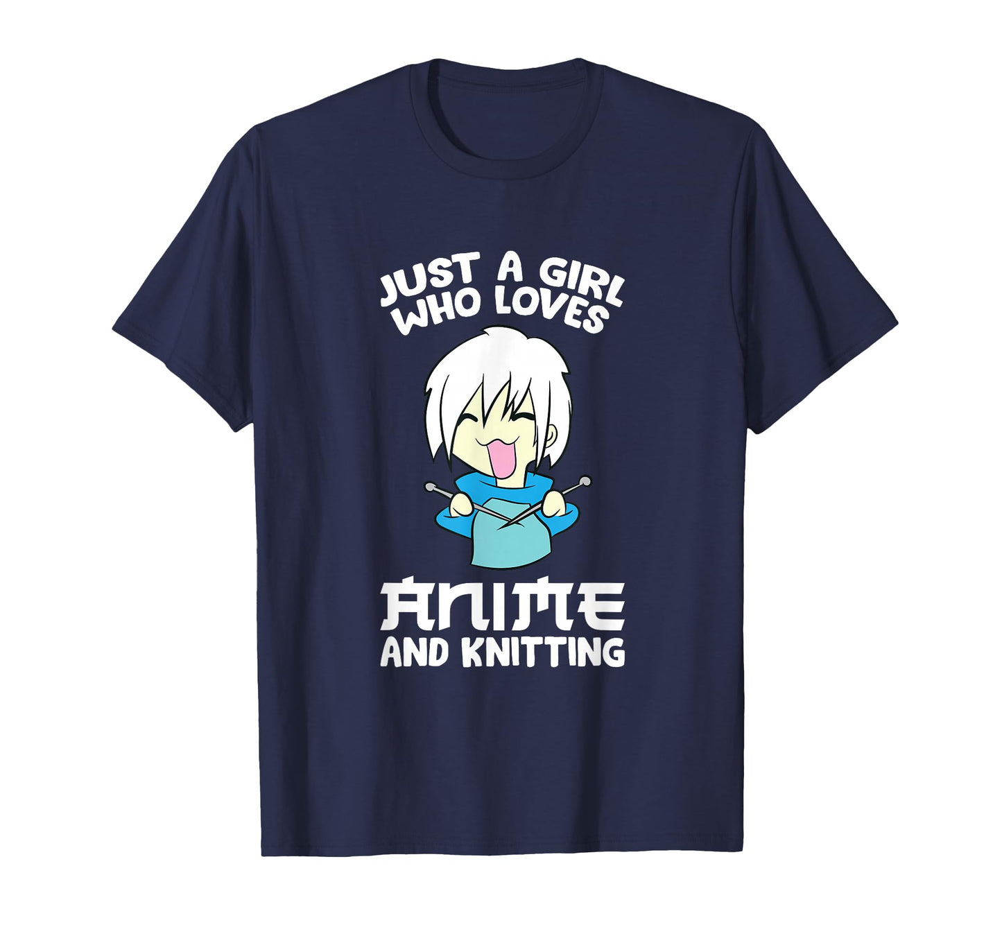 Anime Knitting Girl Just a Girl Who Loves Anime And Knitting T-Shirt