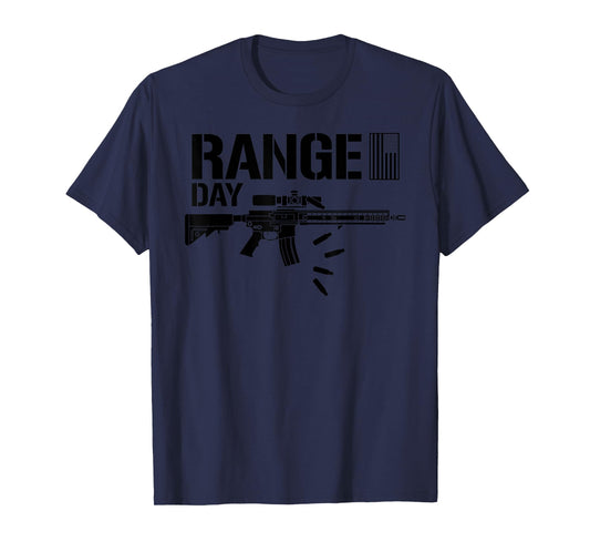 Military Rifle Range Day American Flag Bullet Semi Automatic T-Shirt