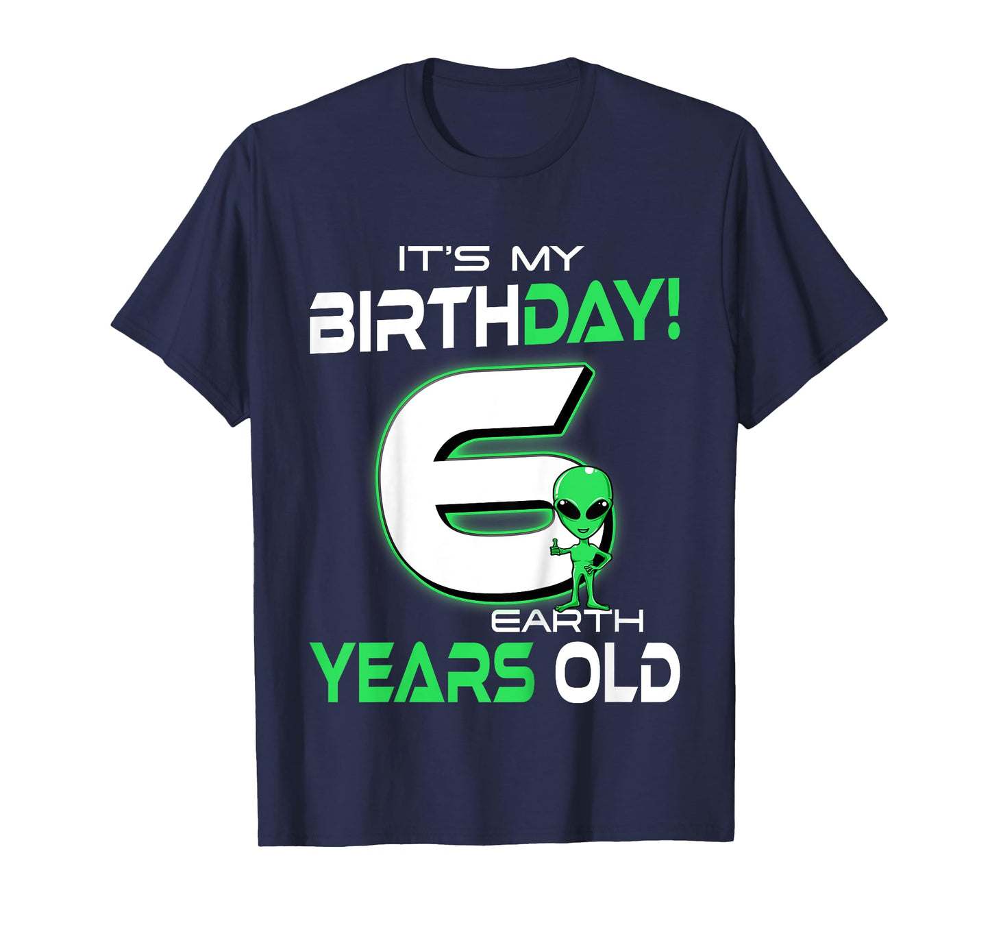 Cute Alien 6th Birthday Six Years Old T-Shirt