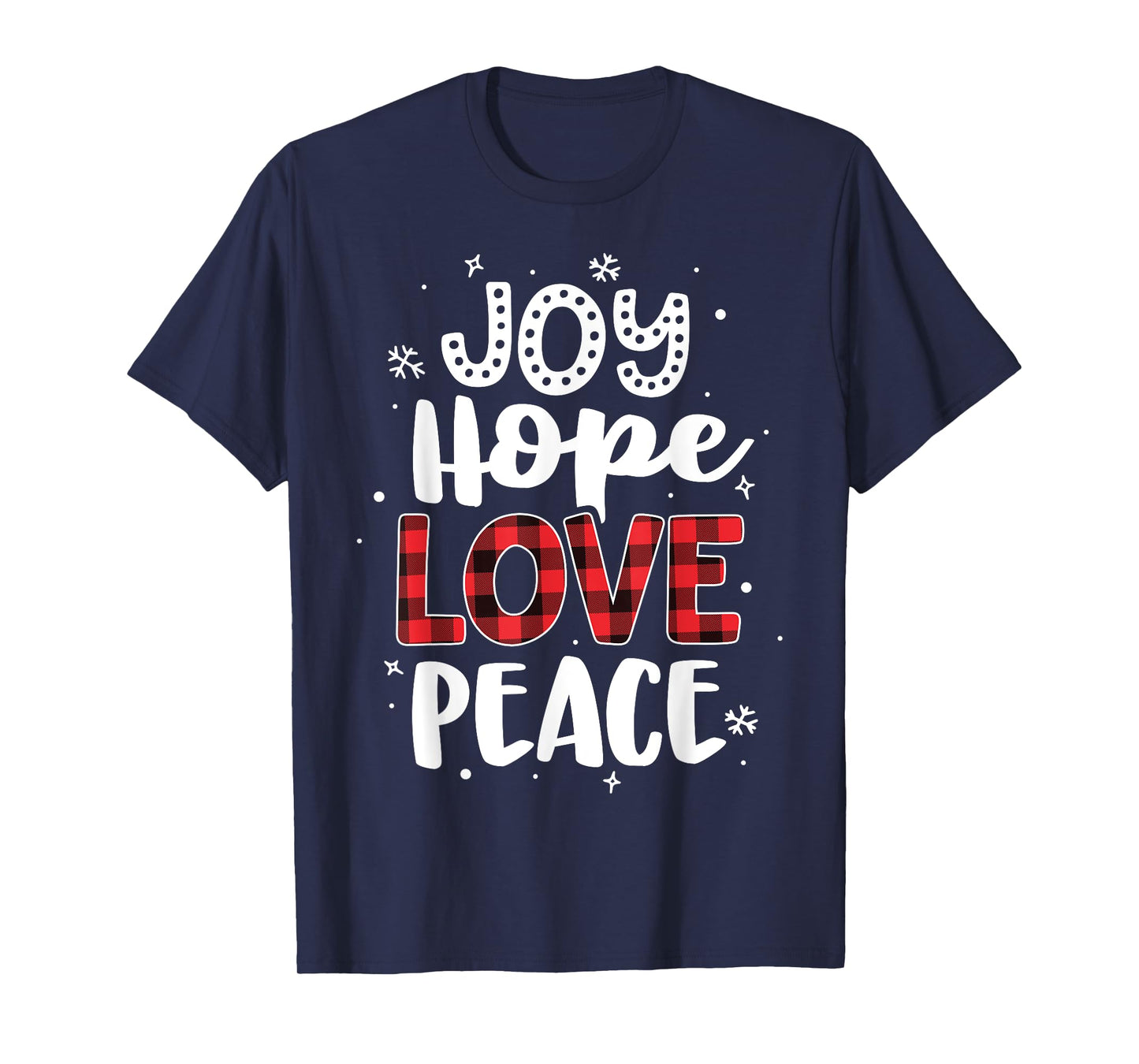 Joy Hope Love Peace Red Buffalo Plaid Christmas Mom Women T-Shirt