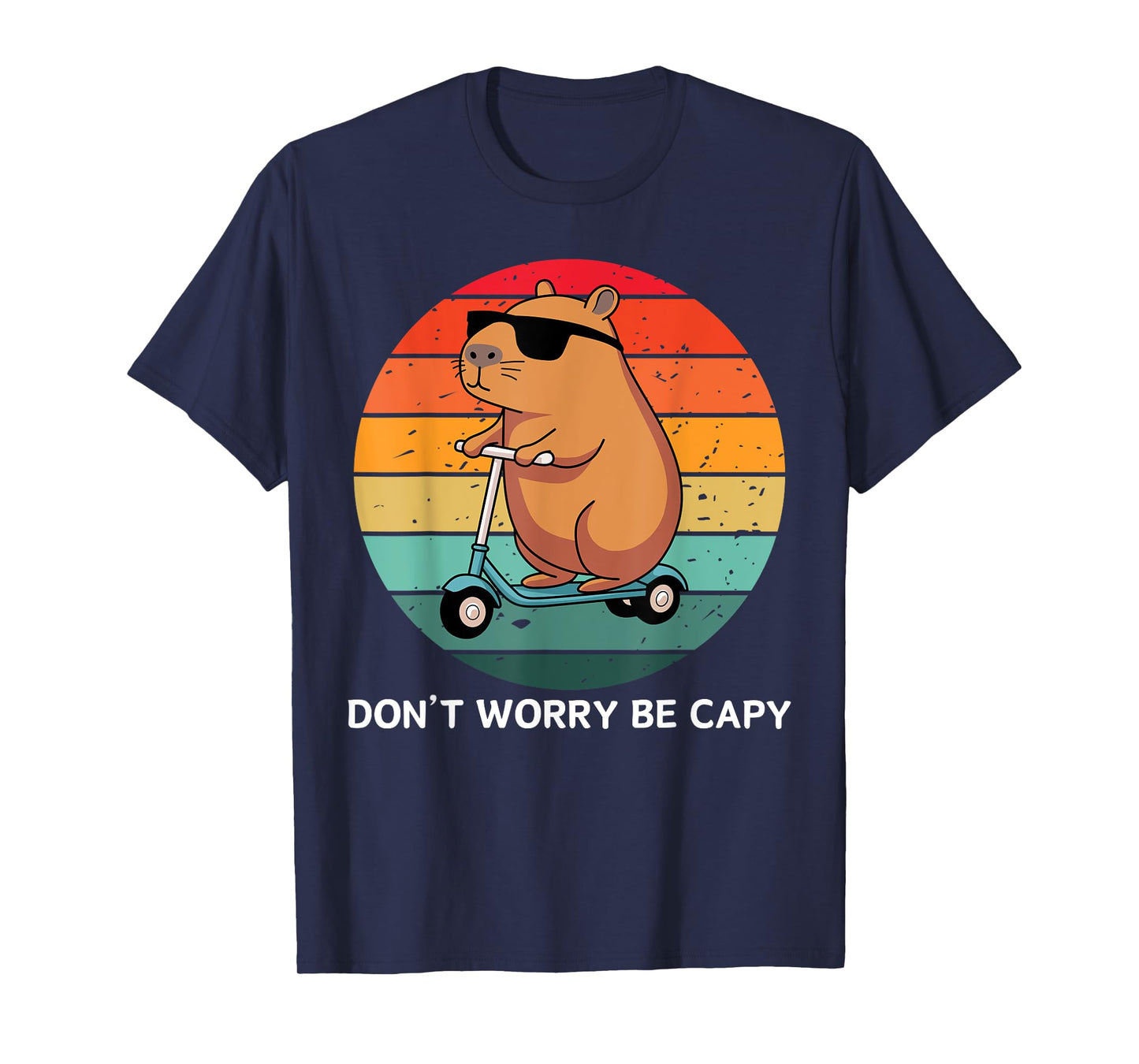 don't worry be capy funny capybara retro sunset T-Shirt