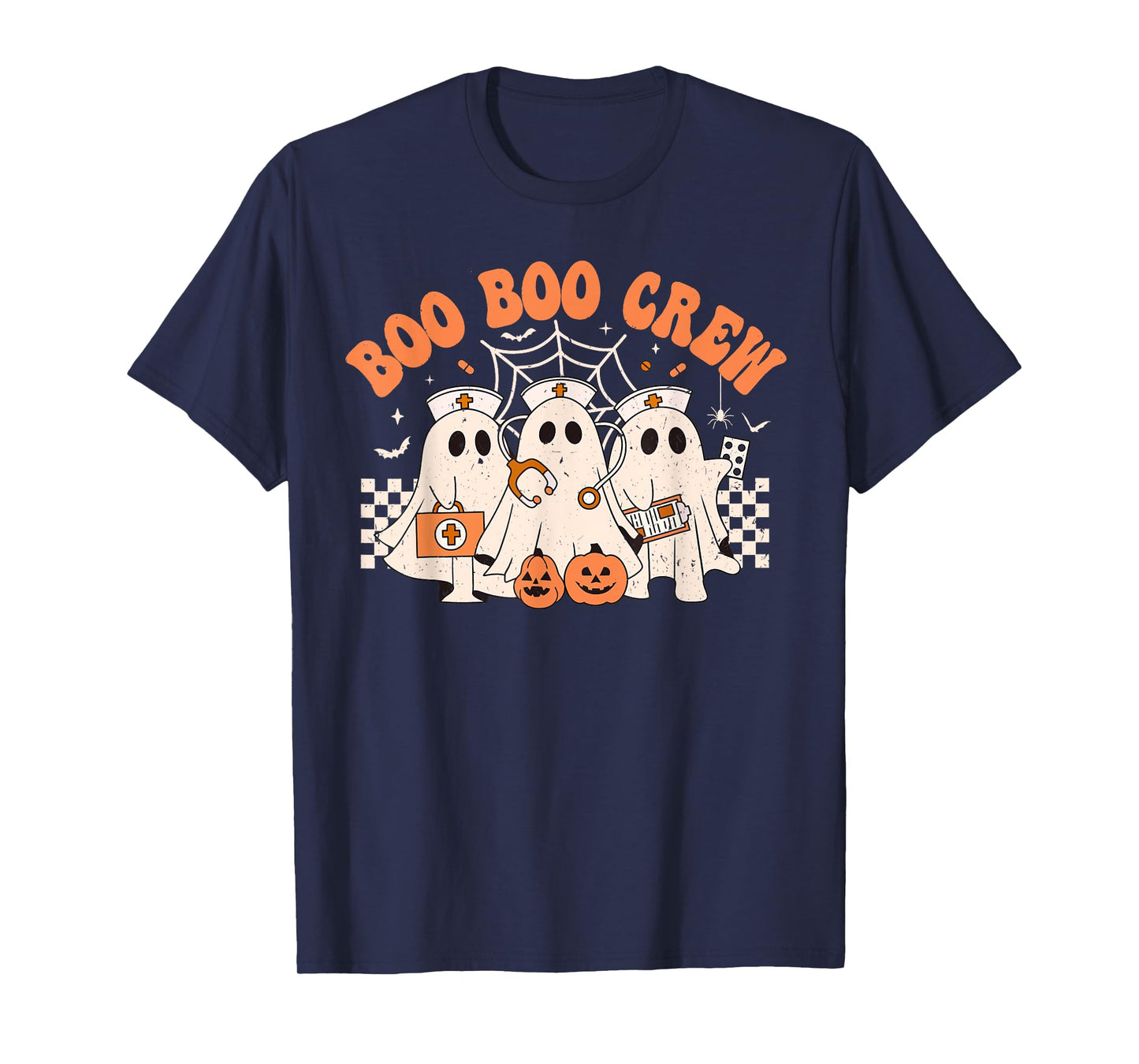 Boo Boo Crew Spooky Season Happy Halloween Funny Ghost Nurse T-Shirt