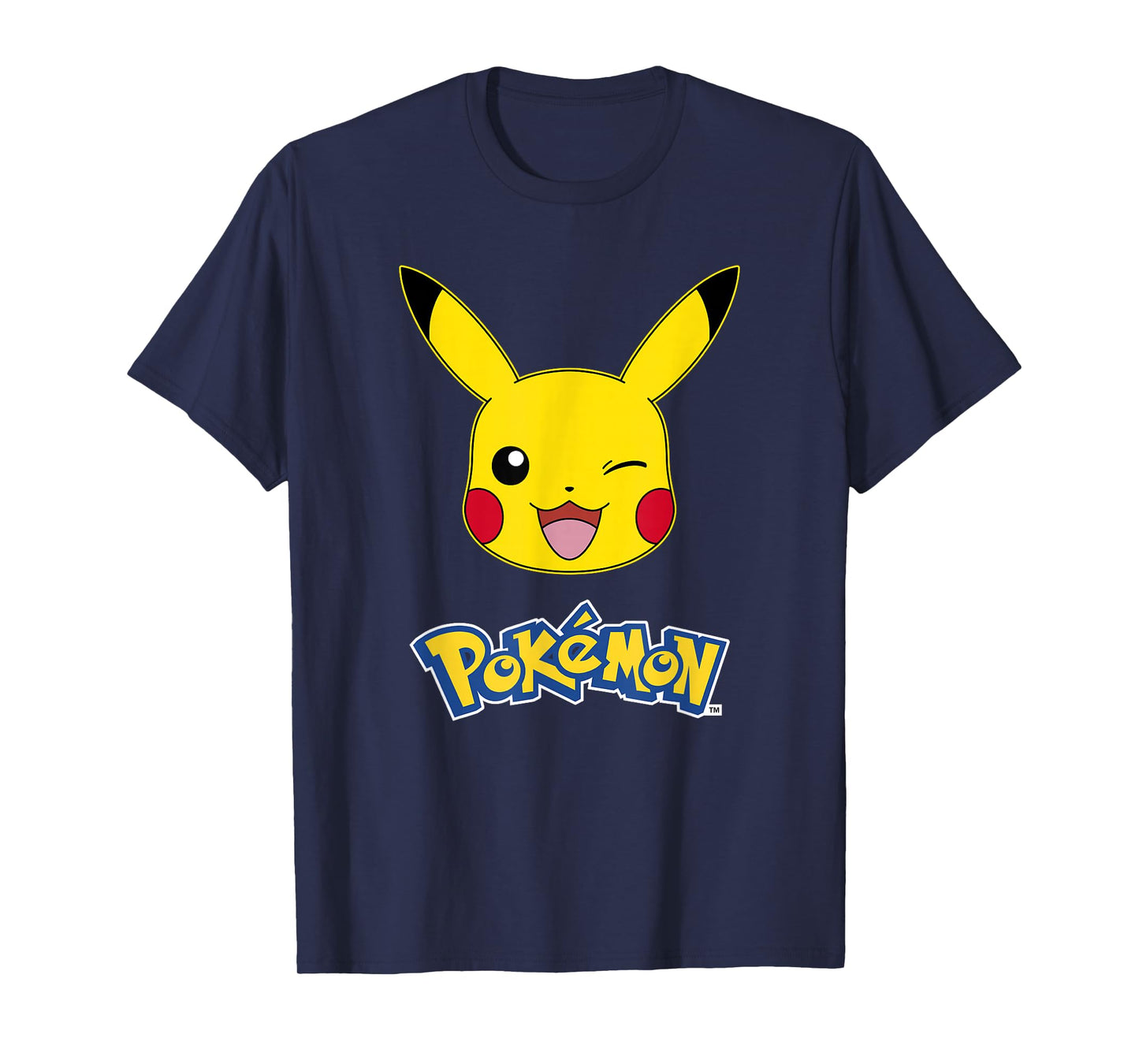 Pokémon Pikachu Wink Cute Face Official Logo T-Shirt