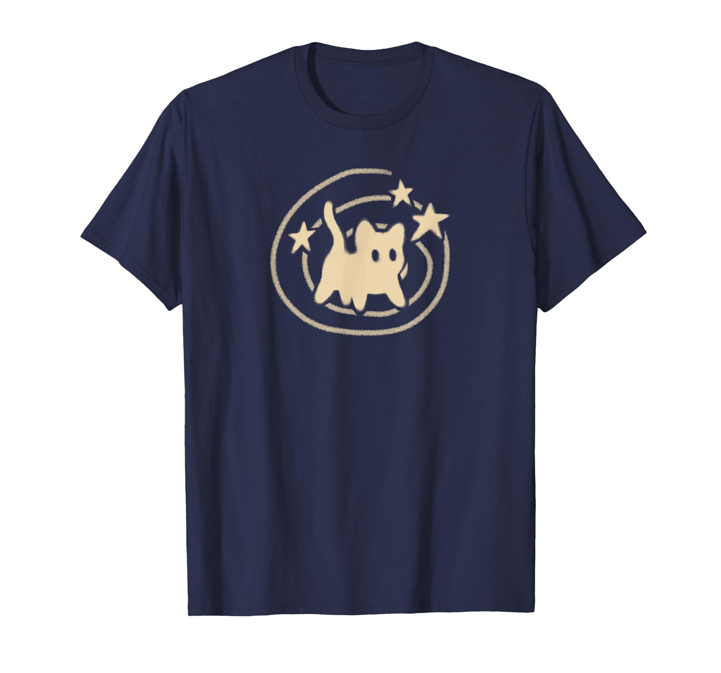 90s Y2K Scary Tomcat Cat is Scared Under Starry Tail T-Shirt