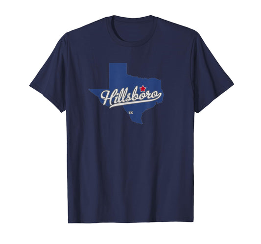 Hillsboro Texas TX Map T-Shirt