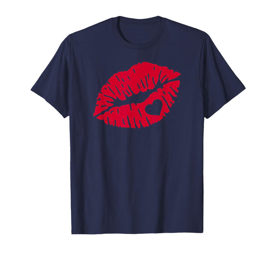 Red kiss lips with heart T-Shirt